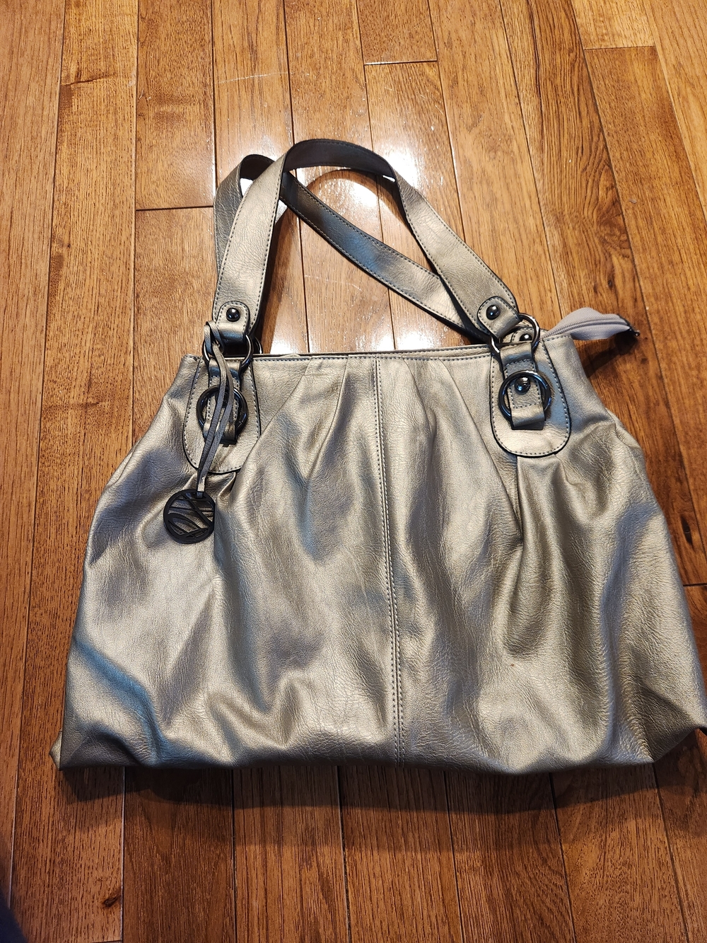 Style & Co. Metallic Silver Tote Handbag with Double Straps
